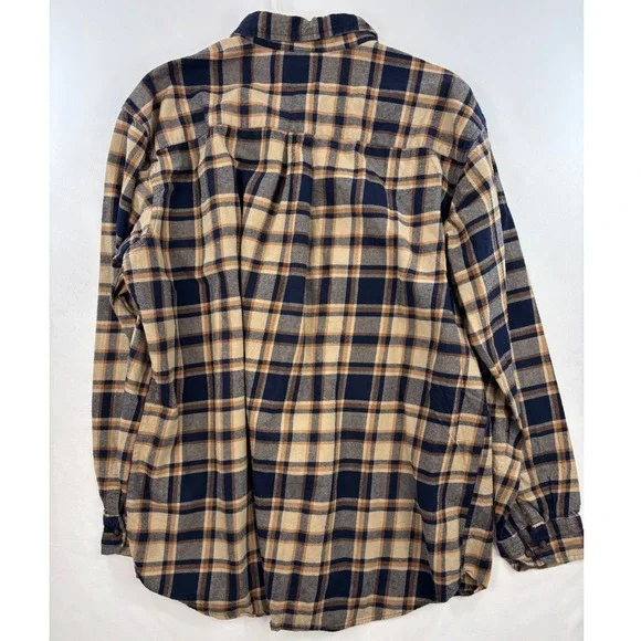 Foundry Flannel Shirt Gray Yellow Plaid Long Sleeve Button Men's Size  2XLT - Picture 2 of 8